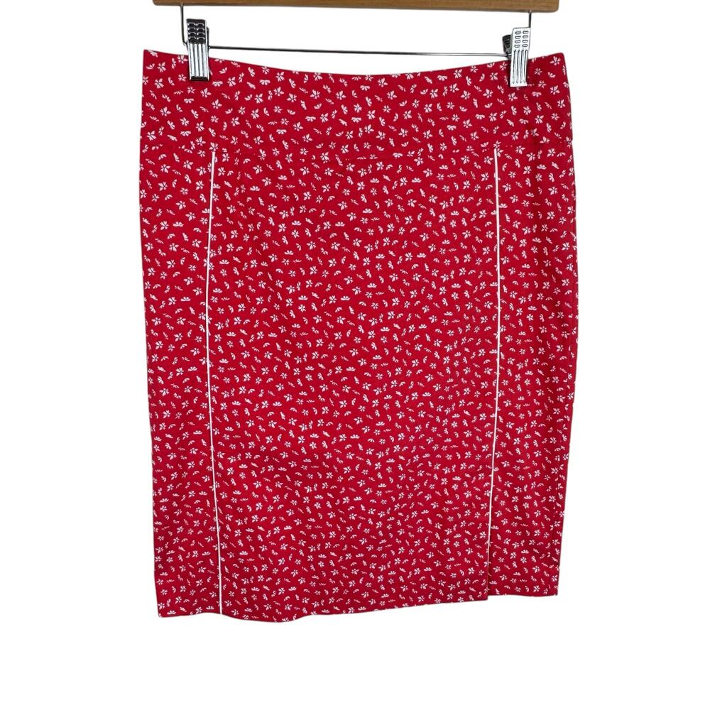 Margaret M‎ Coral White Floral Pencil Skirt Medium